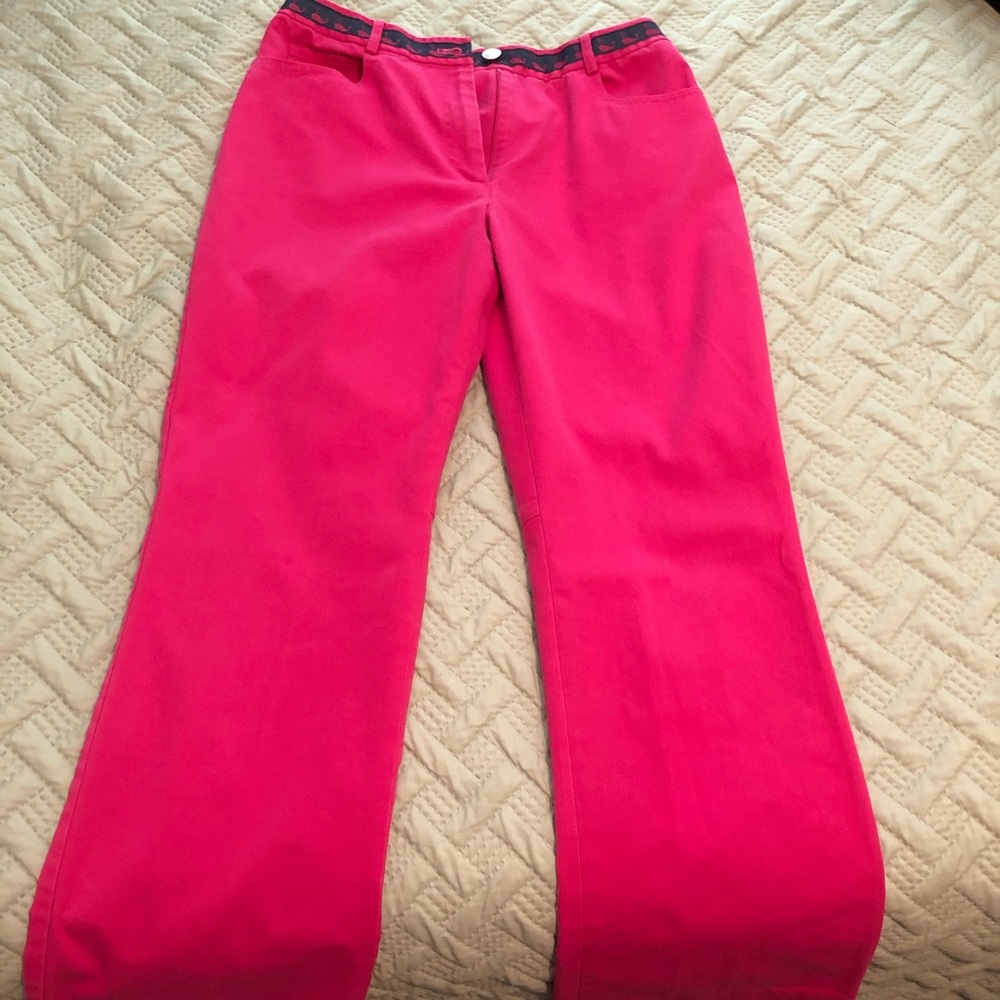 Lilly Pulitzer Pink Pants with Navy Whale Trim, 6